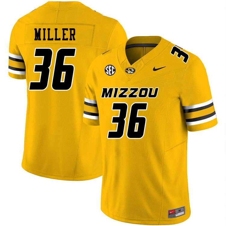 Men #36 Tucker Miller Missouri Tigers College Football Jerseys Stitched-Gold